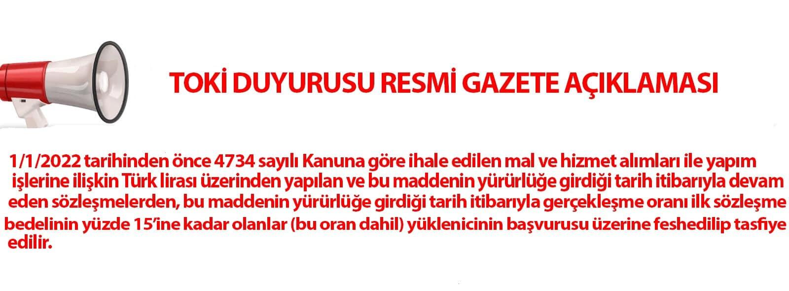 TOKİ DUYURUSU